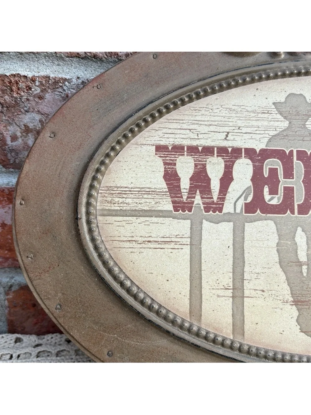 Horse Welcome Sign Home Decor Brown Cast Iron Horseshoe Rustic Rusty Ranch Art